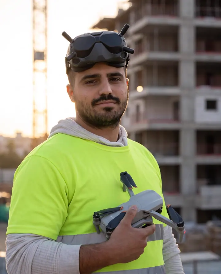 אור בכר, טייס הרחפן, באתר בנייה